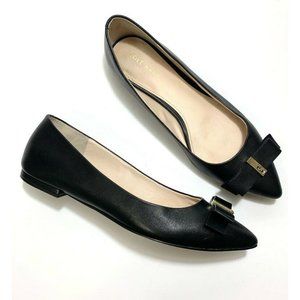 Cole Haan Elsie Bow Skimmer Black Leather Ballet Flats